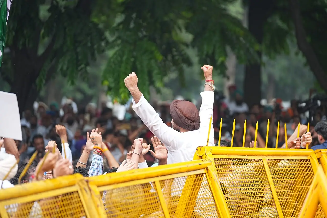 Punjab Congress President Raja Warring Leads Massive Chandigarh Protest Demanding Removal of CEC Gyanesh Kumar Image