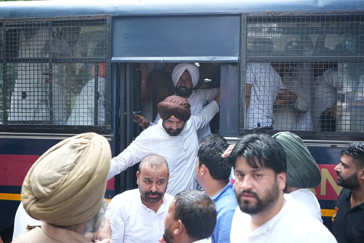 Punjab Congress President Raja Warring Leads Massive Chandigarh Protest Demanding Removal of CEC Gyanesh Kumar Image